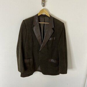 Vintage Le Baron Faux Ultra Suede Leather Trim Men 46 Sports Coat Blazer Western
